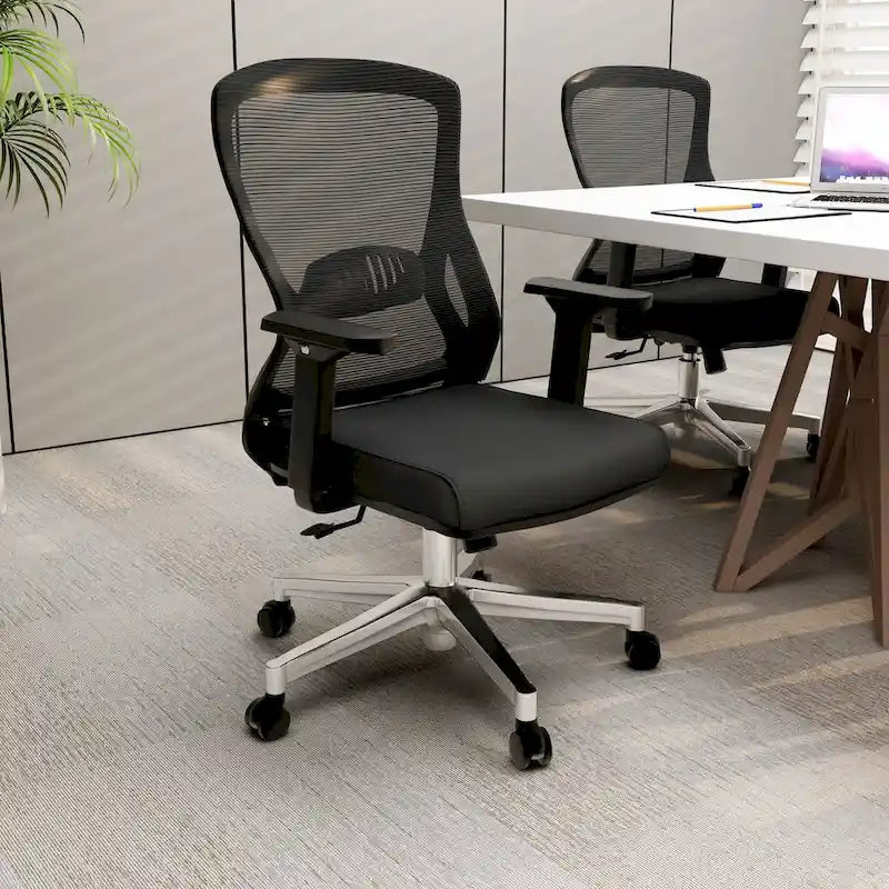 Chaise de bureau en coton avec dossier mi-hauteur en maille
