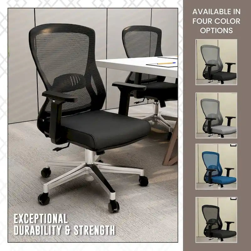 Chaise de bureau en coton avec dossier mi-hauteur en maille