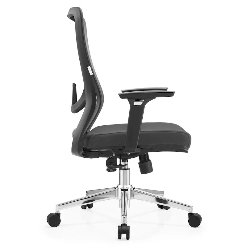 Chaise de bureau en coton avec dossier mi-hauteur en maille