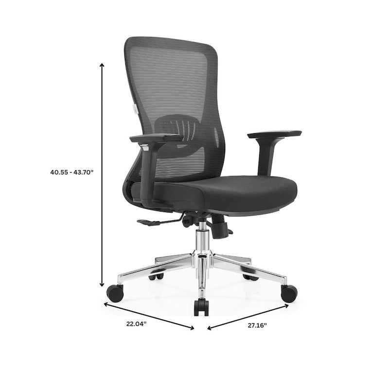 Chaise de bureau en coton avec dossier mi-hauteur en maille