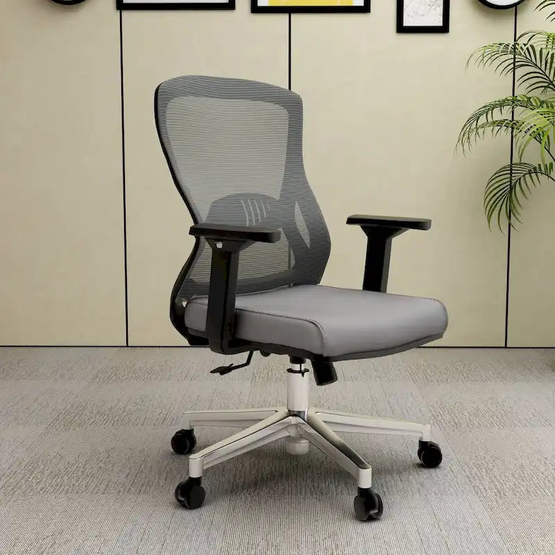 Chaise de bureau en coton avec dossier mi-hauteur en maille
