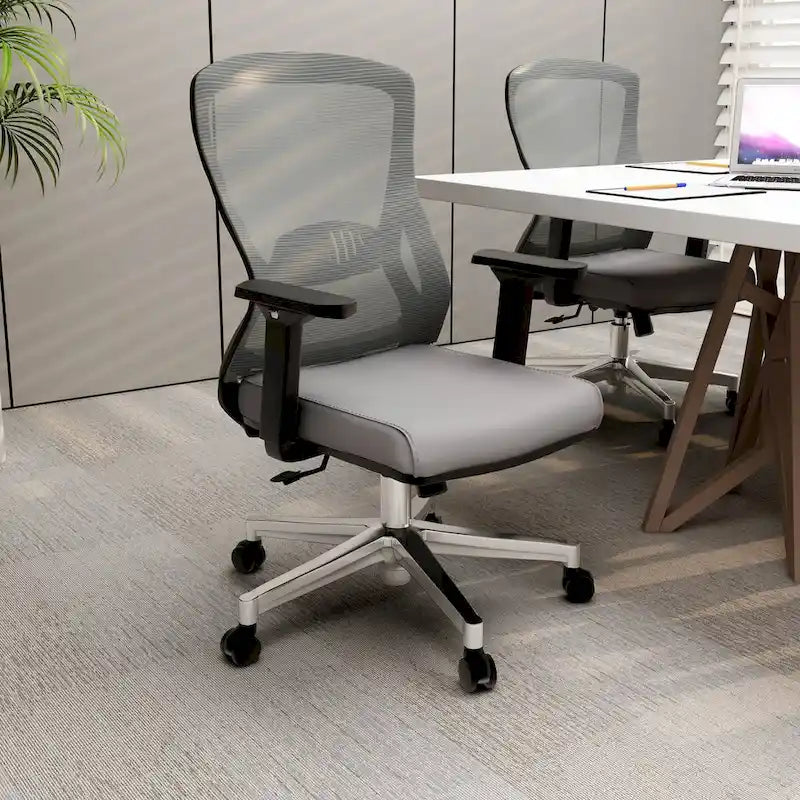 Chaise de bureau en coton avec dossier mi-hauteur en maille