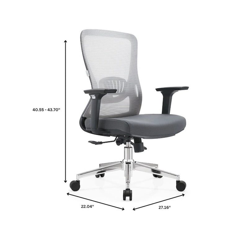 Chaise de bureau en coton avec dossier mi-hauteur en maille