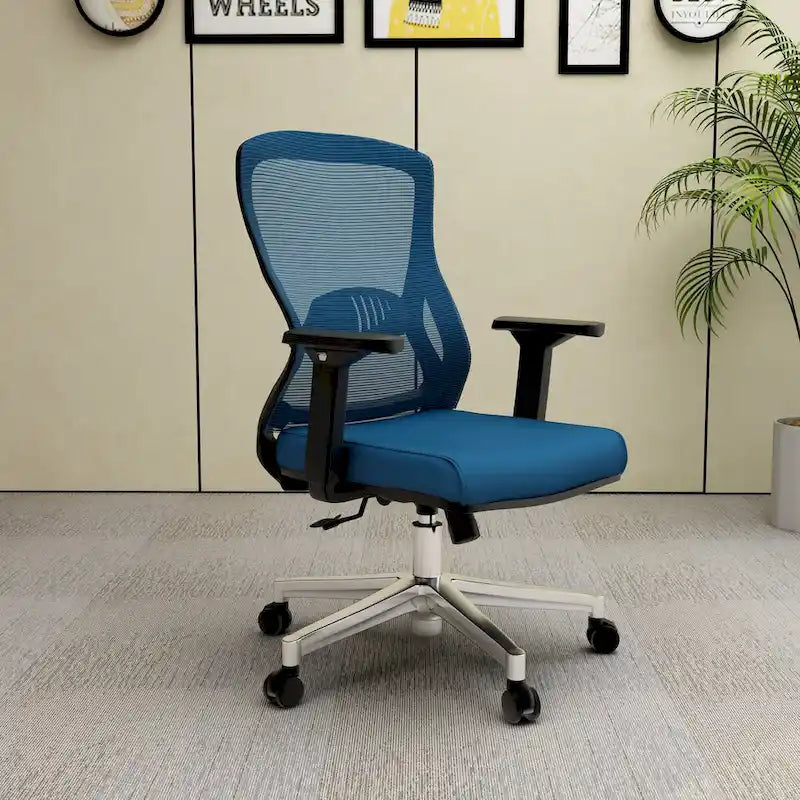 Chaise de bureau en coton avec dossier mi-hauteur en maille