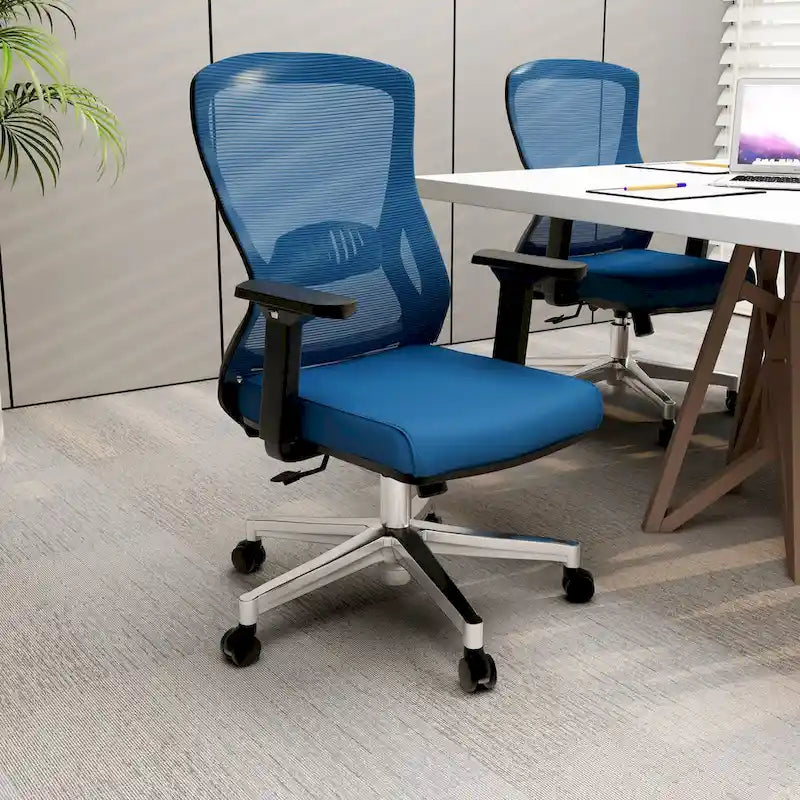 Chaise de bureau en coton avec dossier mi-hauteur en maille