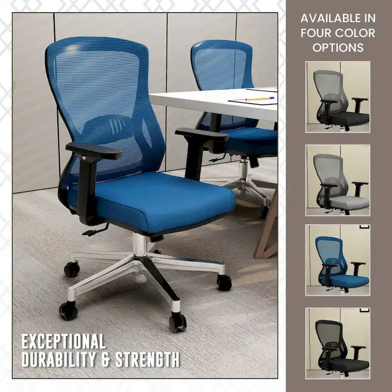 Chaise de bureau en coton avec dossier mi-hauteur en maille