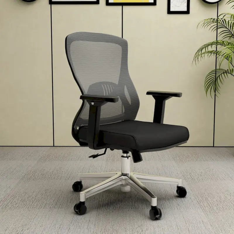 Chaise de bureau en coton avec dossier mi-hauteur en maille