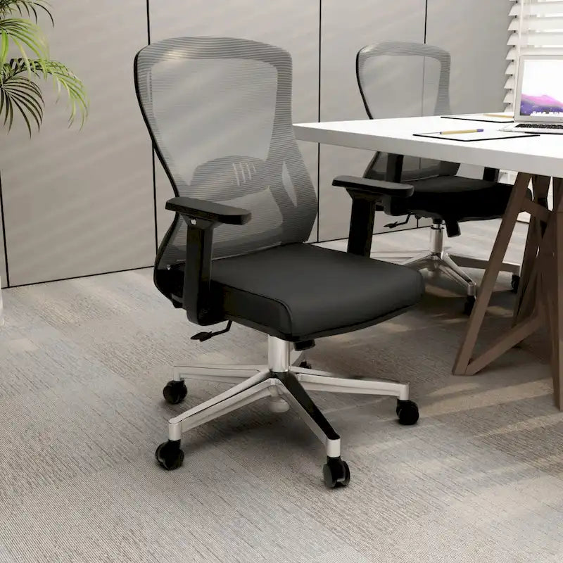 Chaise de bureau en coton avec dossier mi-hauteur en maille