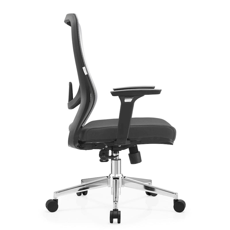 Chaise de bureau en coton avec dossier mi-hauteur en maille
